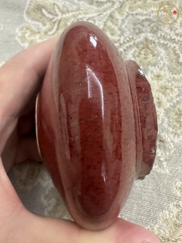 古玩陶瓷紅釉水盂真品鑒賞圖