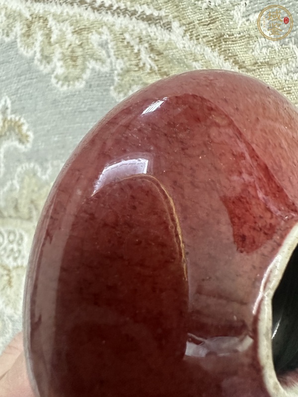 古玩陶瓷紅釉水盂真品鑒賞圖