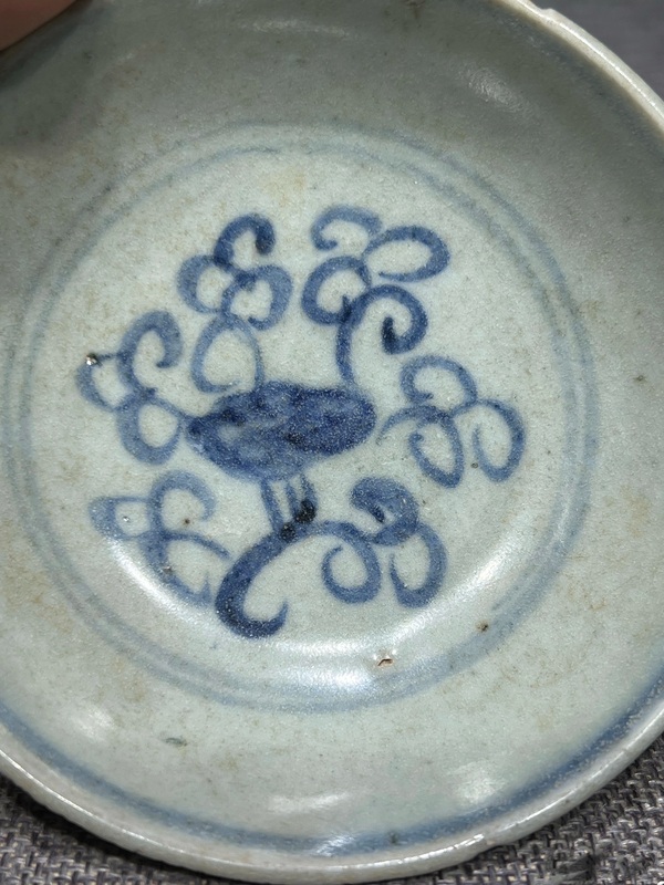 古玩陶瓷明·正德青花靈芝紋臥足小盞拍賣，當前價格1000元