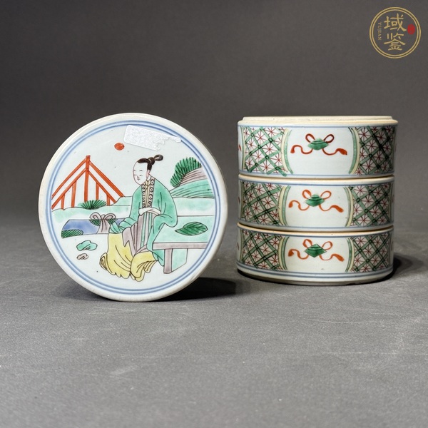 古玩陶瓷五彩人物節(jié)盒真品鑒賞圖