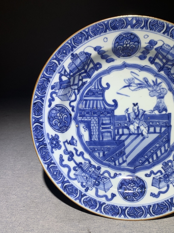古玩陶瓷康熙青花蟾宮折桂盤拍賣,當(dāng)前價(jià)格4000元