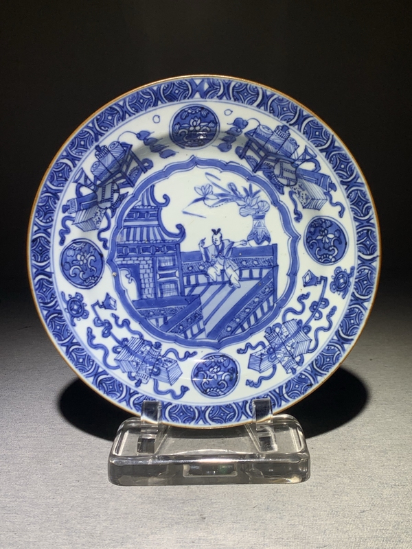 古玩轉賣康熙青花蟾宮折桂盤拍賣，當前價格3880元