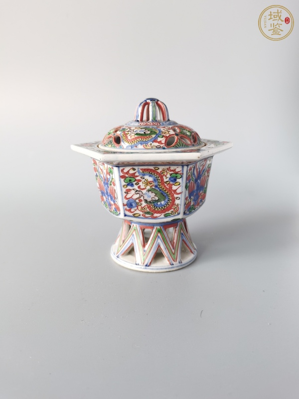 古玩民國青花五彩薰爐真品鑒賞圖