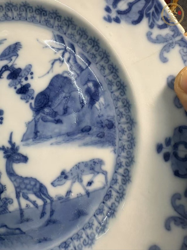 古玩乾隆細路青花盤真品鑒賞圖