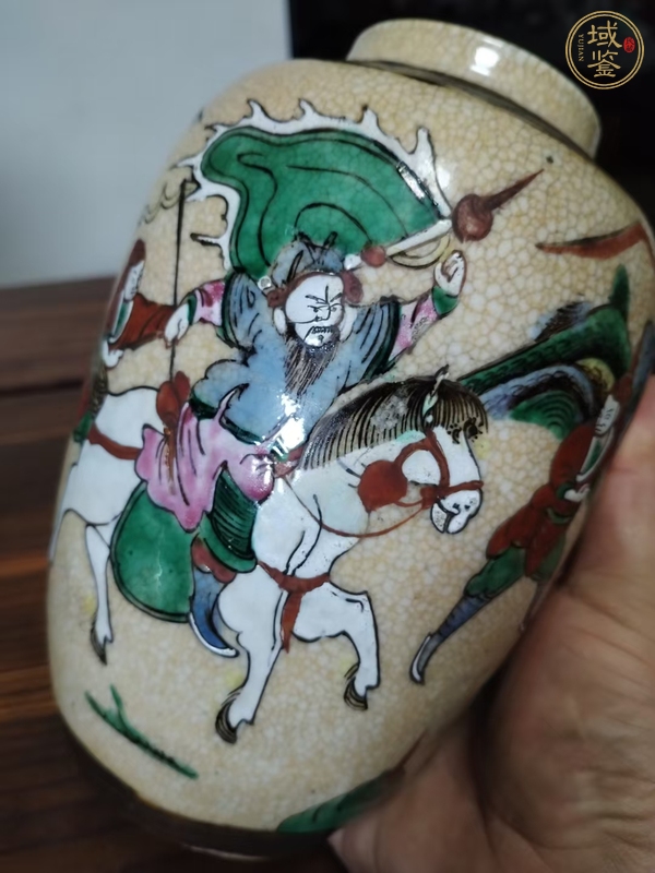 古玩陶瓷哥釉地鐵銹釉刀馬人罐真品鑒賞圖