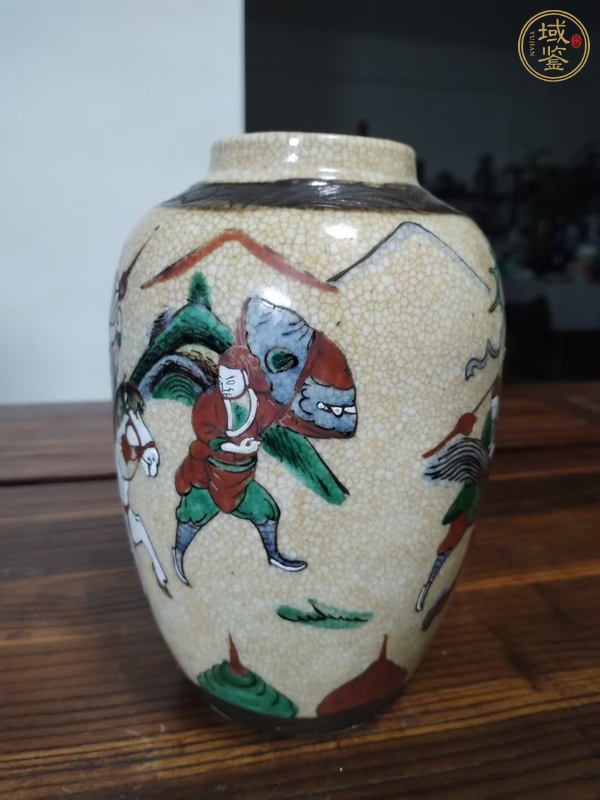 古玩陶瓷哥釉地鐵銹釉刀馬人罐真品鑒賞圖