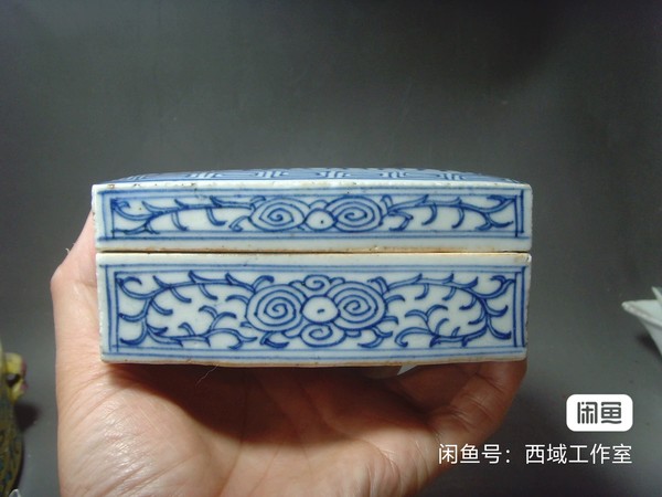古玩陶瓷清中期青花印泥盒拍賣，當前價格1380元