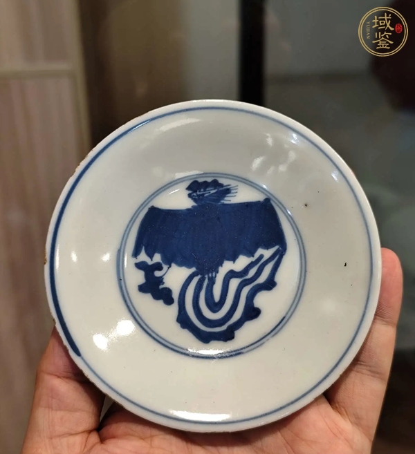古玩陶瓷十九世紀日本青花鳳紋盤真品鑒賞圖
