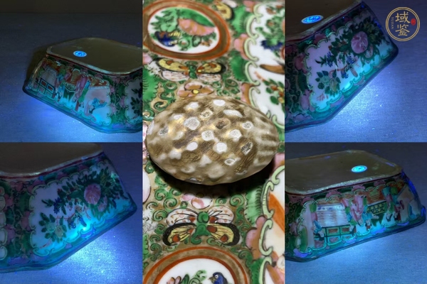 古玩陶瓷花鳥蝶紋廣彩蓋盤真品鑒賞圖