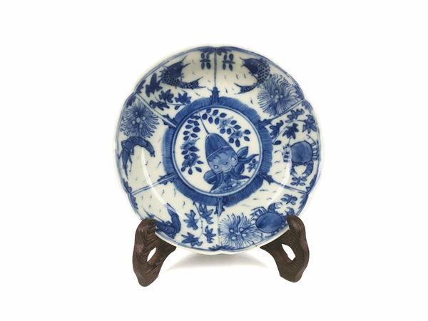 古玩陶瓷清光緒·青花魚蝦蟹茶托拍賣，當前價格150元