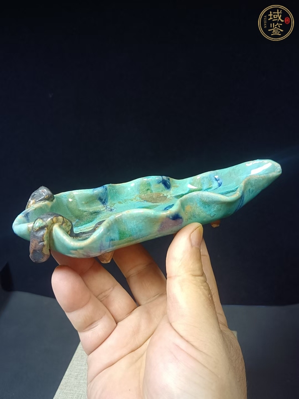 古玩陶瓷樹葉型三足洗真品鑒賞圖