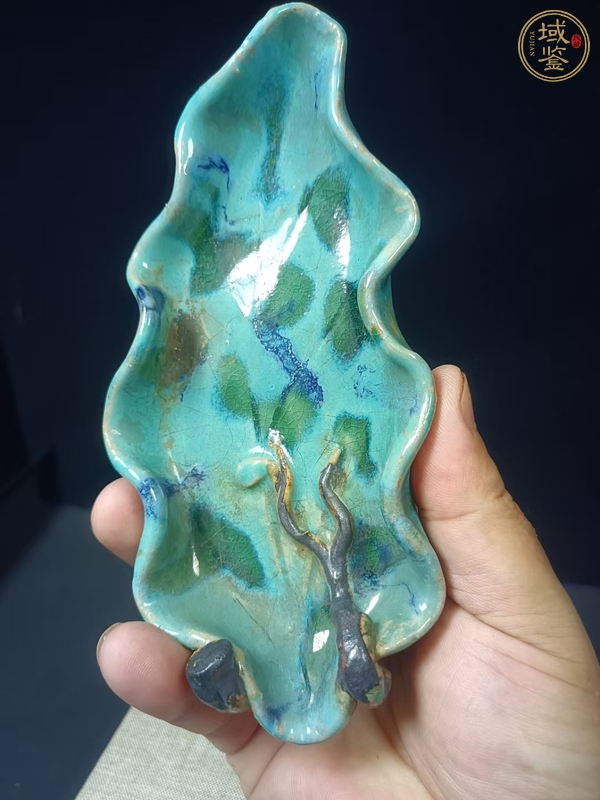 古玩陶瓷樹葉型三足洗真品鑒賞圖