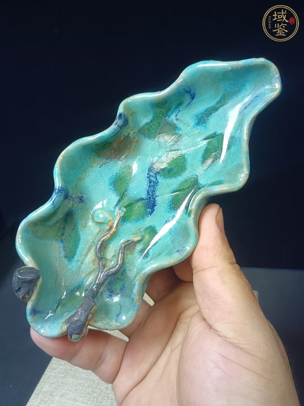 古玩陶瓷樹葉型三足洗真品鑒賞圖