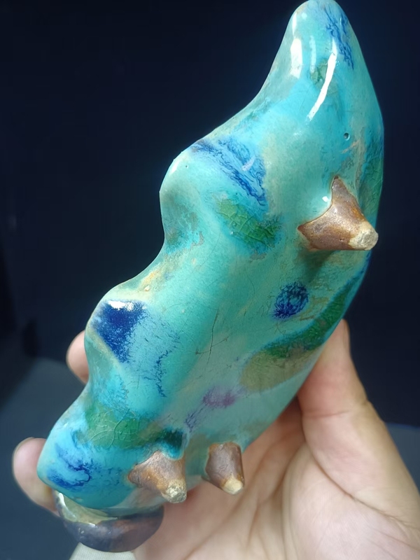 古玩轉(zhuǎn)賣（全品）民國時期石灣窯窯變釉樹葉形水洗，文房器路份高尺寸17cm*8.5cm拍賣，當前價格498元