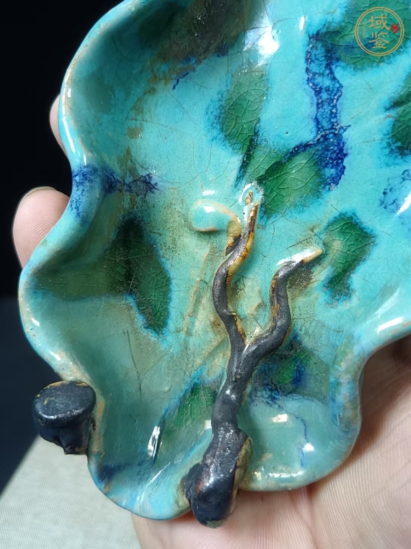 古玩陶瓷樹葉型三足洗真品鑒賞圖