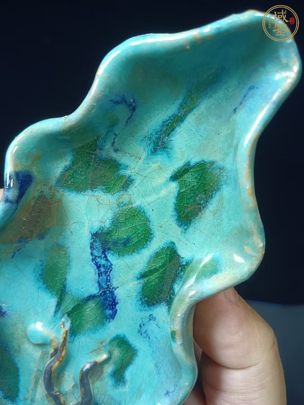 古玩陶瓷樹葉型三足洗真品鑒賞圖