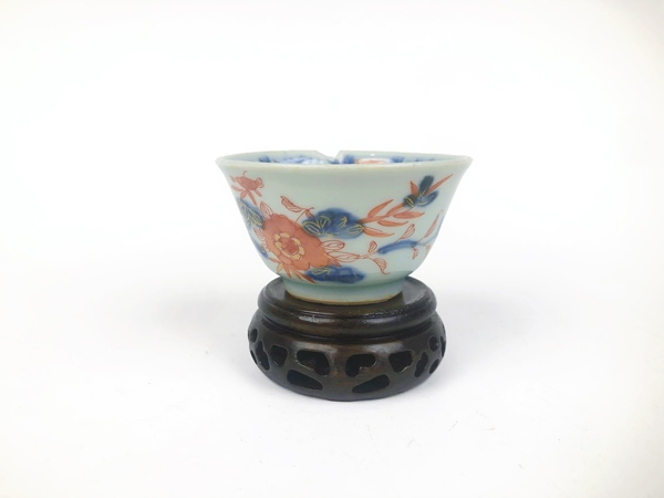 古玩陶瓷清康熙·青花描金加彩花鳥杯拍賣，當前價格66元
