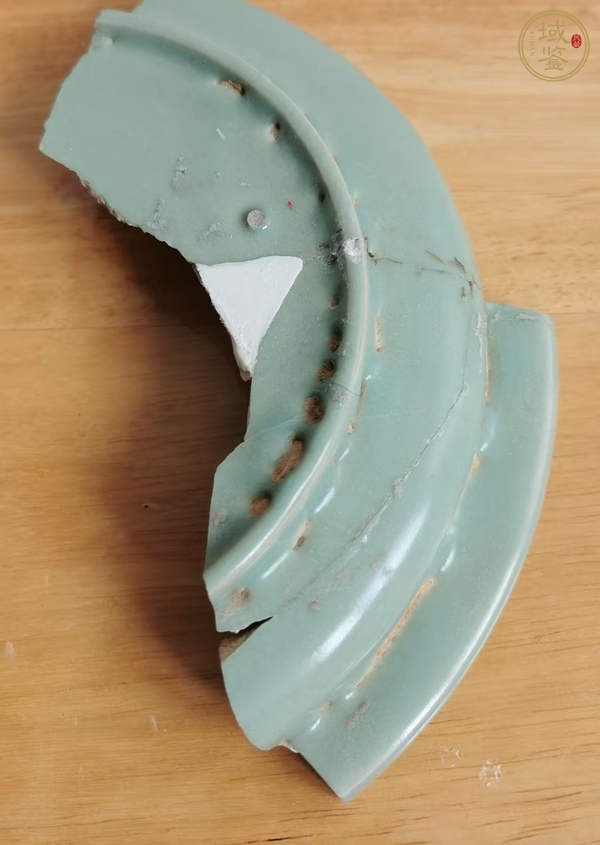 古玩青瓷滿釉支燒折沿洗真品鑒賞圖