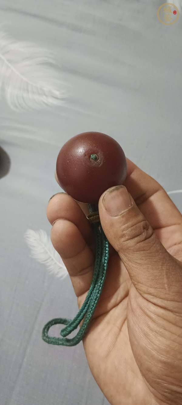 古玩玉器紅瑪瑙珠真品鑒賞圖