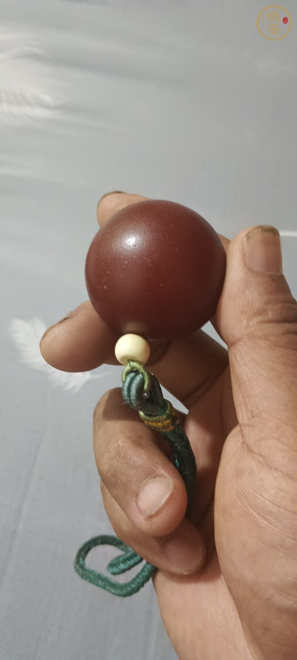 古玩玉器紅瑪瑙珠真品鑒賞圖