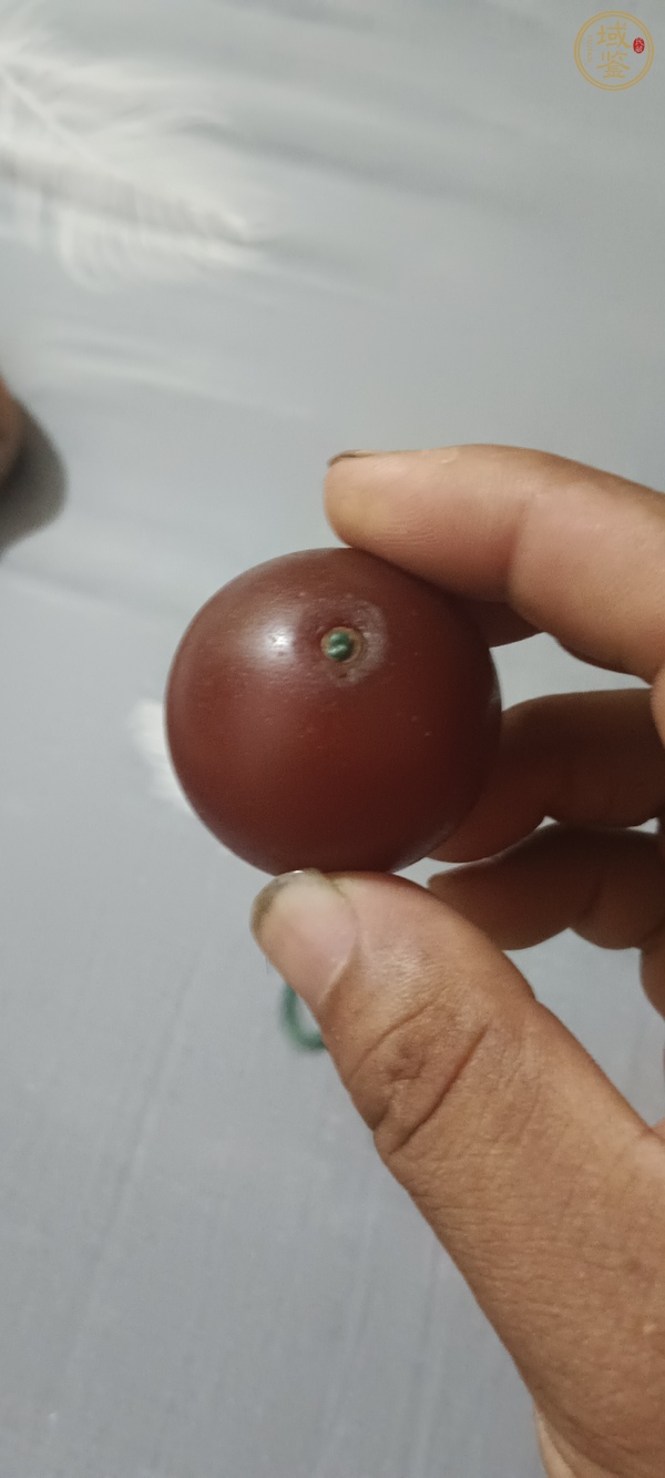 古玩玉器紅瑪瑙珠真品鑒賞圖