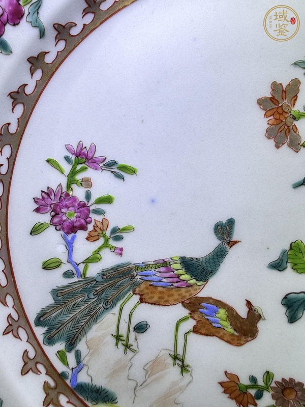 古玩陶瓷19-20世紀粉彩花鳥紋盤真品鑒賞圖