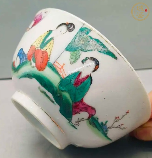 古玩仕女紋粉彩碗真品鑒賞圖