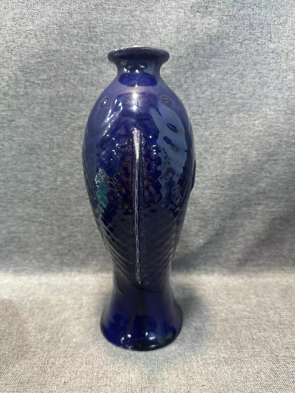古玩陶瓷乾隆茄皮紫釉雙魚(yú)瓶拍賣(mài)，當(dāng)前價(jià)格28888元
