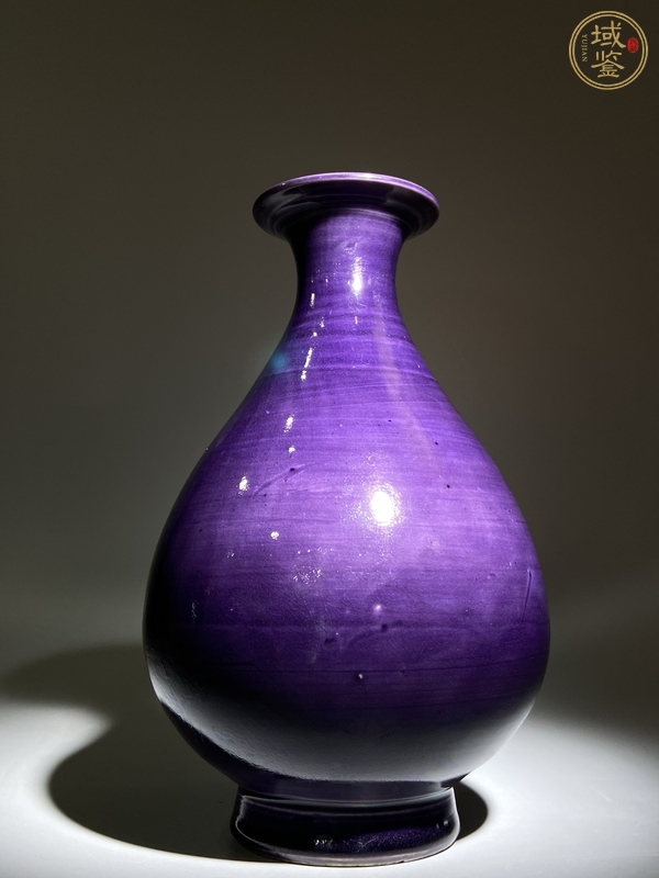 古玩陶瓷清代茄皮紫釉玉壺春瓶真品鑒賞圖