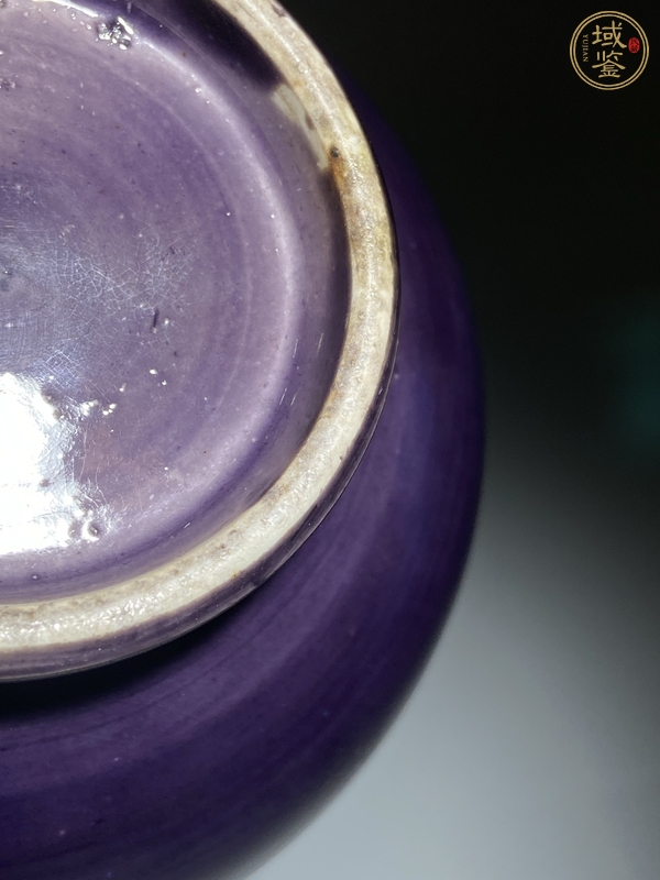 古玩陶瓷清代茄皮紫釉玉壺春瓶真品鑒賞圖