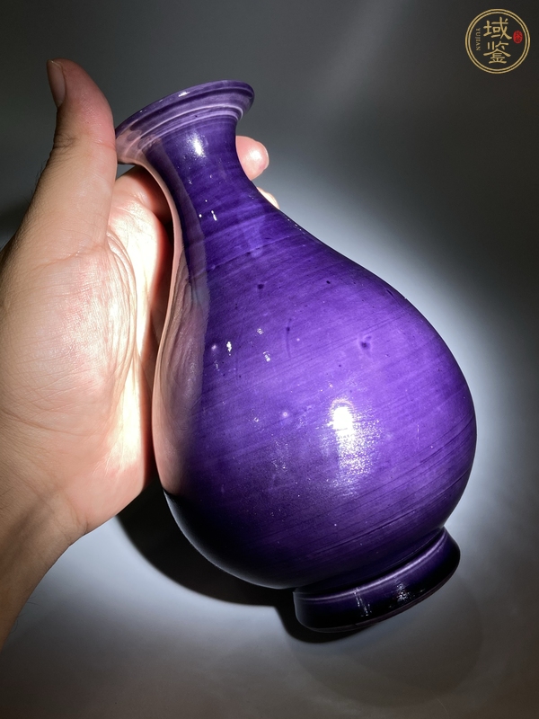 古玩清代茄皮紫釉玉壺春瓶真品鑒賞圖