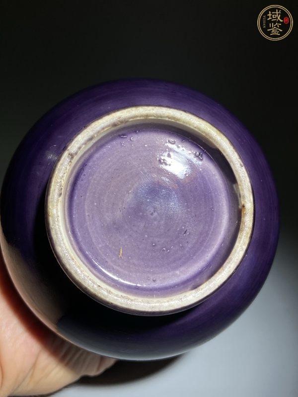 古玩陶瓷清代茄皮紫釉玉壺春瓶真品鑒賞圖