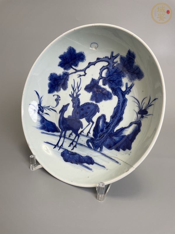 古玩陶瓷清康雍 極品青花福祿壽禧圖大盤真品鑒賞圖
