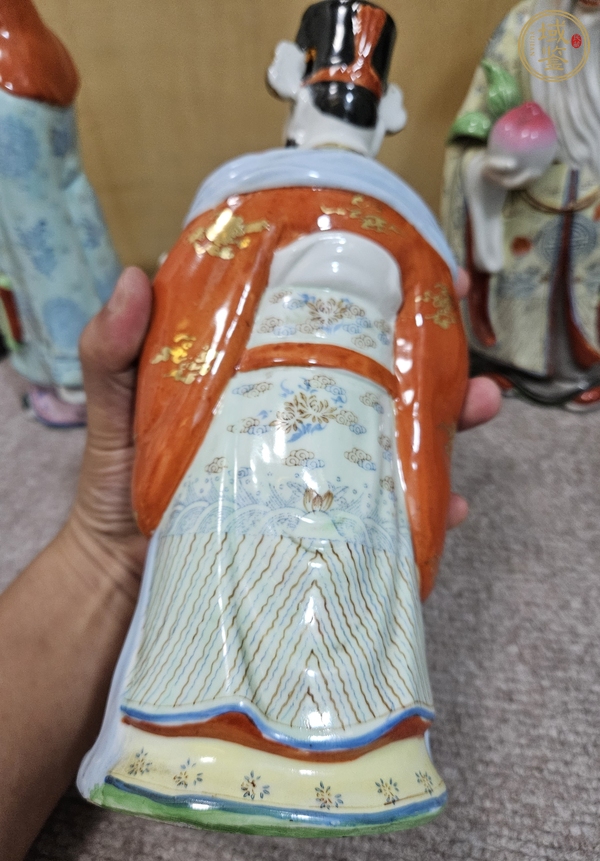 古玩陶瓷粉彩三星造像真品鑒賞圖