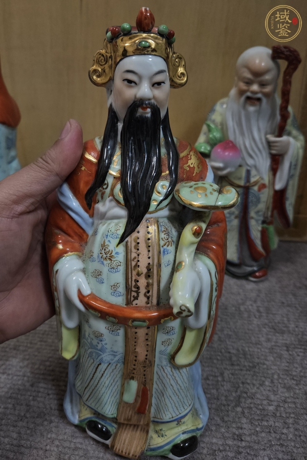 古玩陶瓷粉彩三星造像真品鑒賞圖