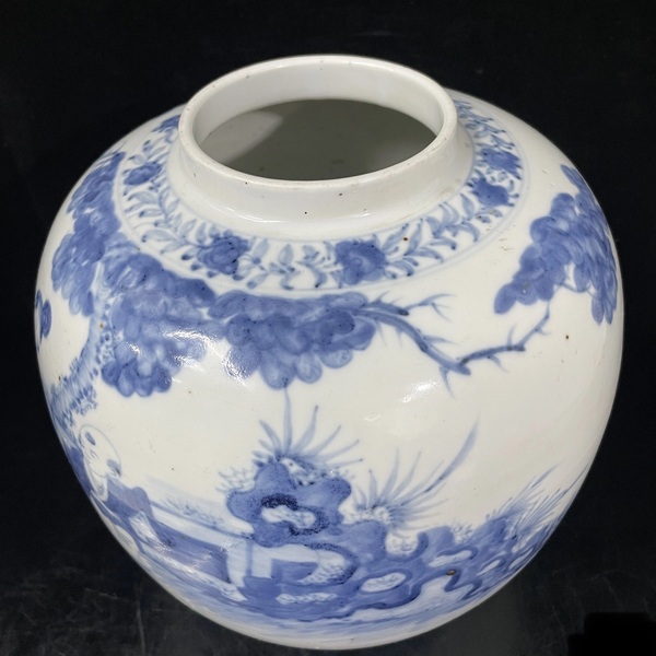 古玩陶瓷晚清小康青花人物罐拍賣，當前價格4500元