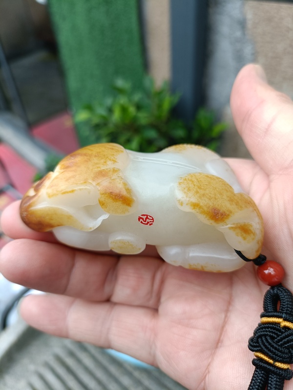 古玩玉器精品天然和田玉手把件 馬到成功 配證書拍賣,當前價格1980元