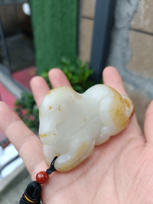 古玩玉器精品天然和田玉手把件 馬到成功 配證書拍賣,當前價格1980元