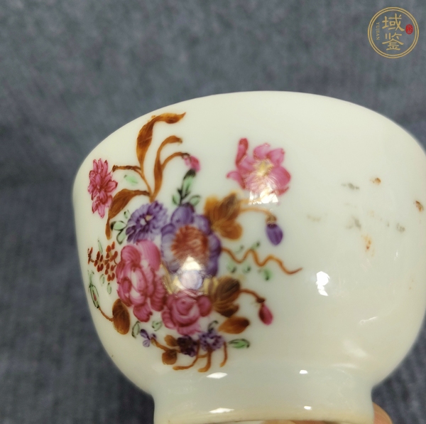 古玩陶瓷廣彩花卉紋杯真品鑒賞圖