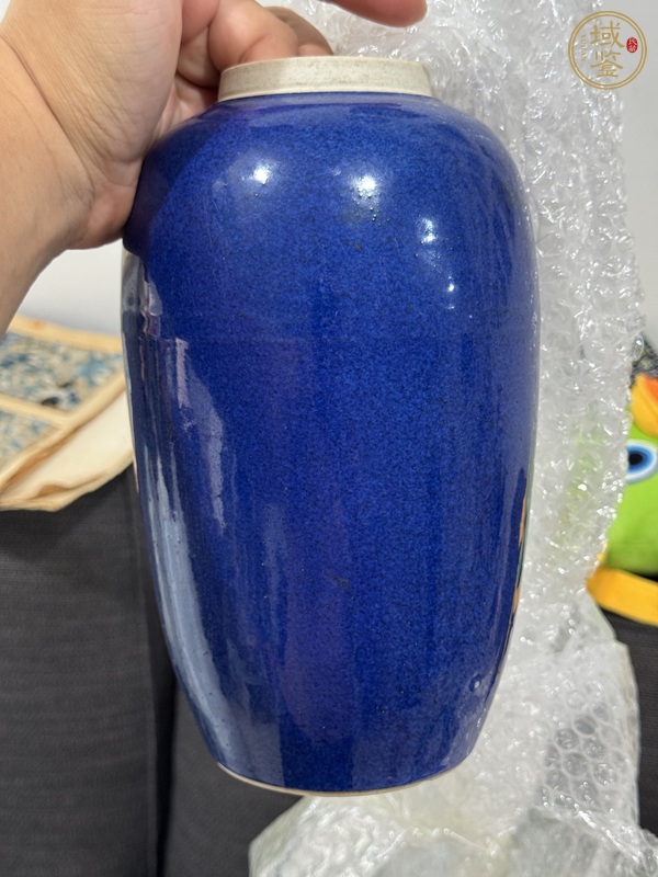 古玩陶瓷灑藍釉罐真品鑒賞圖