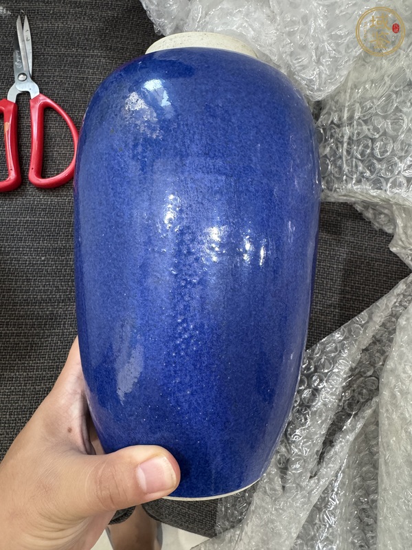 古玩陶瓷灑藍釉罐真品鑒賞圖