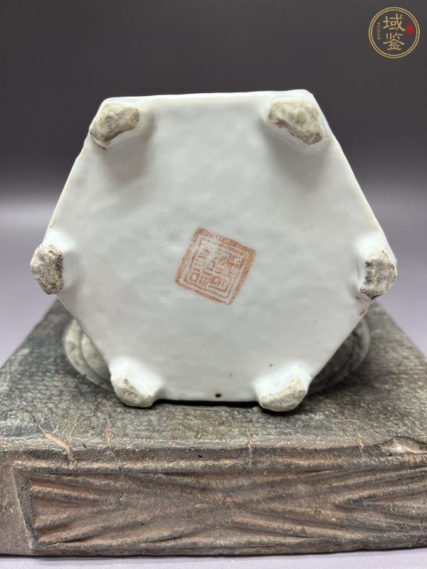古玩陶瓷光緒仕女嬰戲粉彩六方壺套真品鑒賞圖