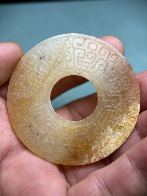 古玩轉賣戰國黃玉紅沁龍璧拍賣，當前價格1298元