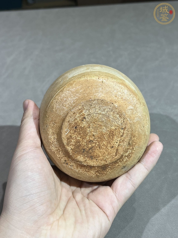 古玩陶瓷青釉弦紋直口杯真品鑒賞圖