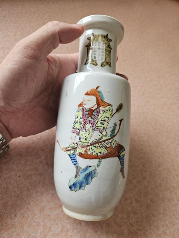 古玩陶瓷無雙譜粉彩棒槌瓶拍賣,當前價格8500元