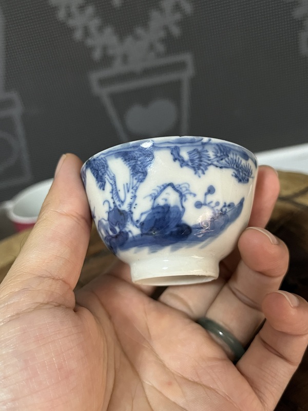 古玩陶瓷松鹿紋福祿壽青花杯拍賣，當前價格588元
