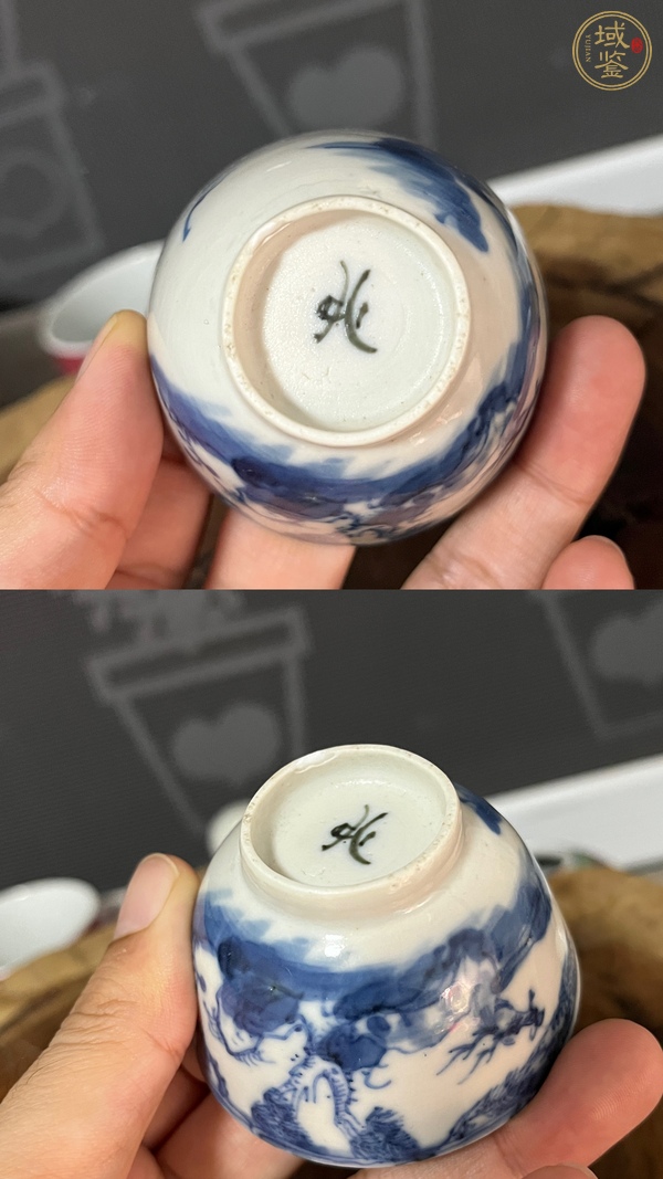 古玩陶瓷松鹿紋青花杯真品鑒賞圖