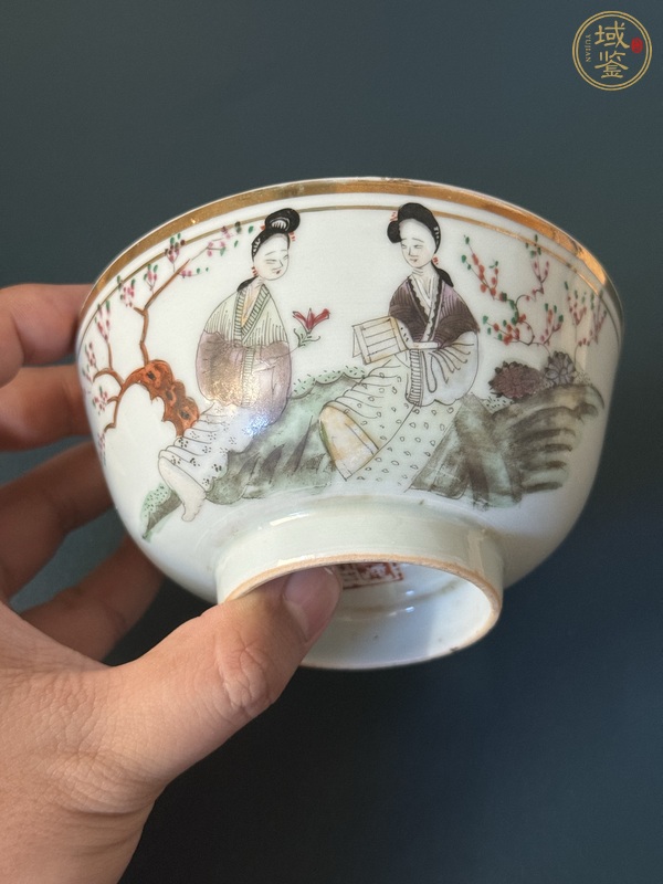 古玩仕女紋粉彩碗真品鑒賞圖