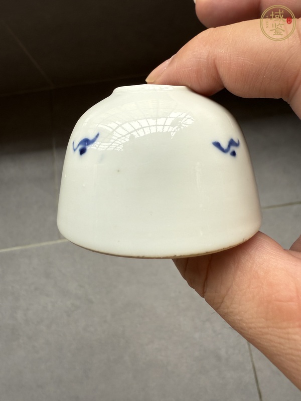 古玩陶瓷清晚期 青花山水紋水盂真品鑒賞圖