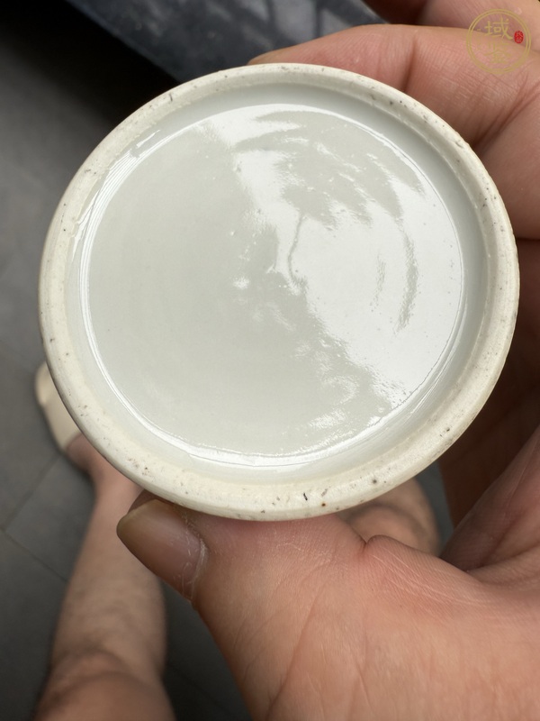 古玩陶瓷清晚期 青花山水紋水盂真品鑒賞圖